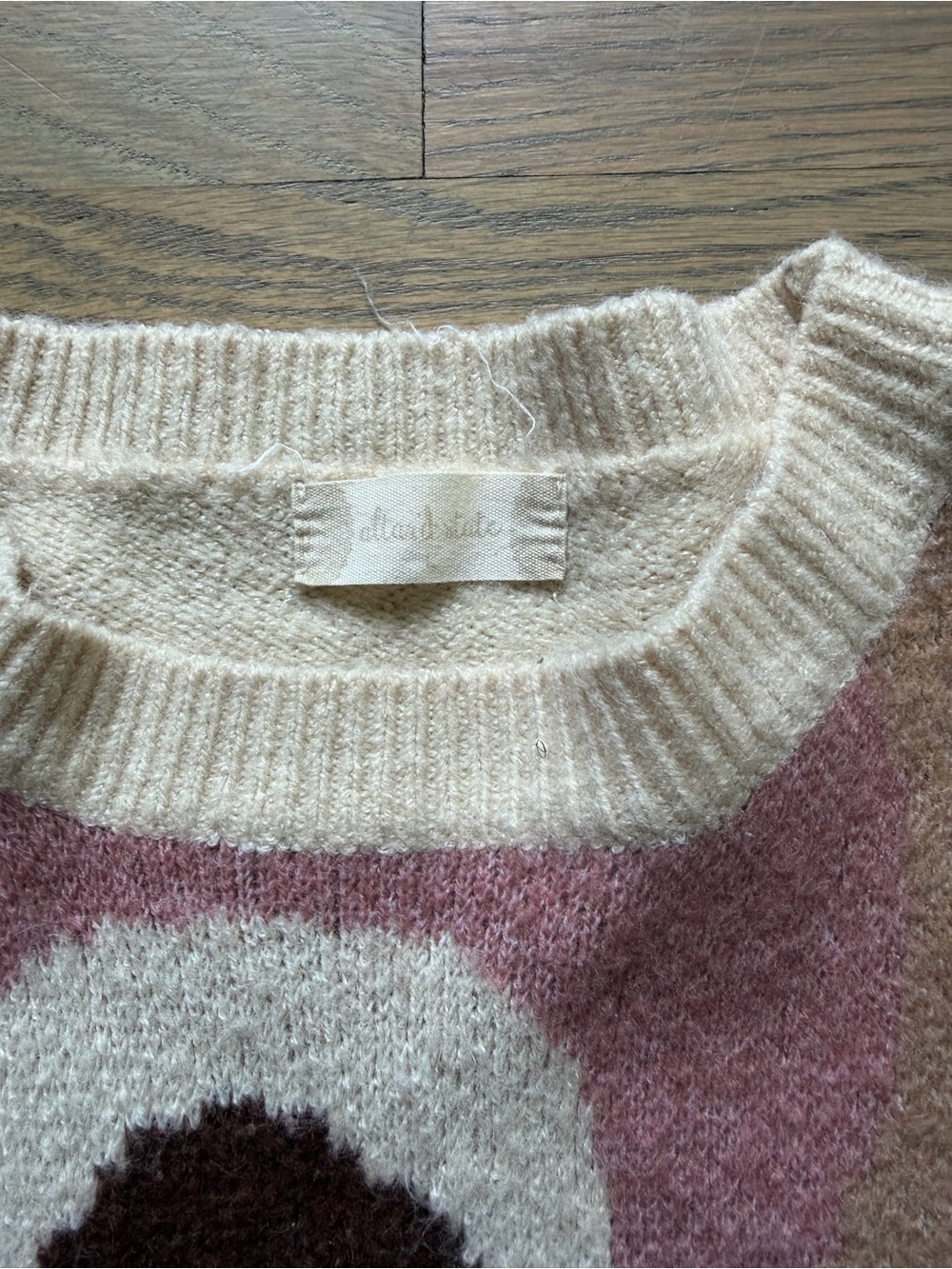 Altar'd State Floral Intarsia Crewneck Sweater - Pink, Brown, Cream - Picture 2 of 2